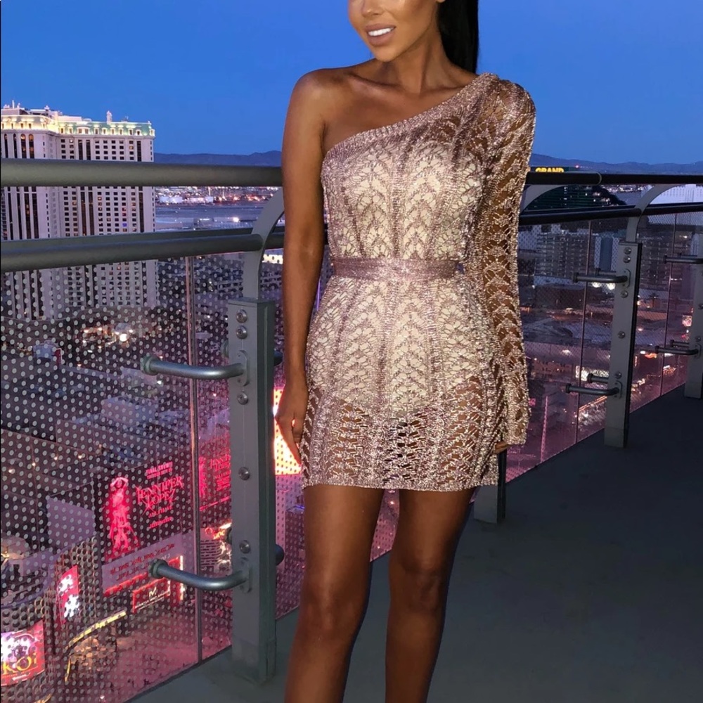 Sorelle UK Gold Arianna Asymmetrical Dress
